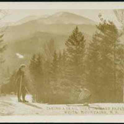 Taking A Trail Turn on Hard Packed Snow, White Mountains N. H.