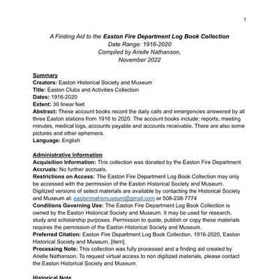 Easton Fire Department Log Book Collection
