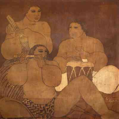 Hawaiian Wax Painting - Musicians