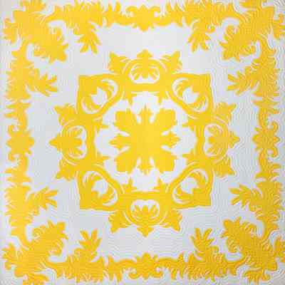 Hawaiian Quilt - Untitled (with a scrolled leaf design)