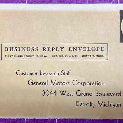 General Motors Corporation - Customer Research Staff Envelope
