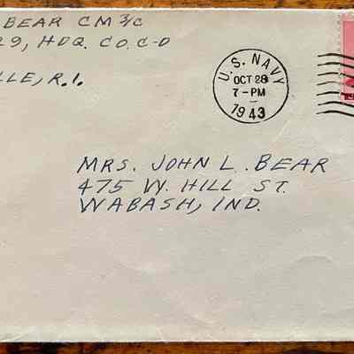 Letter - Robert Milner Bear to Mom, Mrs. John L. Bear (Postmarked Oct. 28, 1943 | 7:00PM)