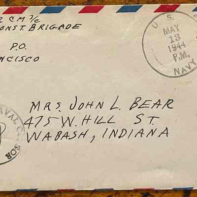 Letter - Robert Milner Bear to Mom, Mrs. John L. Bear (Postmarked May 13, 1944)