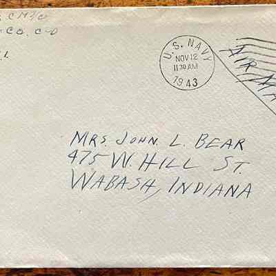 Letter - Robert Milner Bear to Mom, Mrs. John L. Bear (Postmarked Nov. 12, 1943 | 11:30AM)