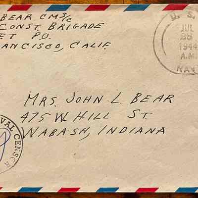 Letter - Robert Milner Bear to Mom, Mrs. John L. Bear (Postmarked Jul. 28, 1944)