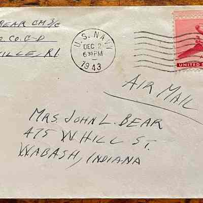 Letter - Robert Milner Bear to Mom, Mrs. John L. Bear (Postmarked Dec. 2, 1943 | 6:30PM)