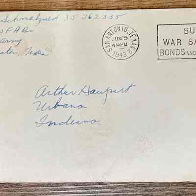 Letter - Pvt. John C, Schmalzried to Arthur Haupert (Jun. 5, 1943)