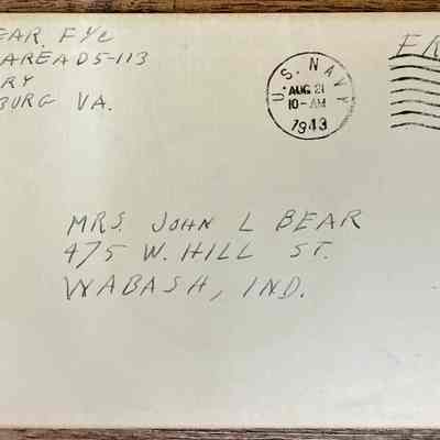Letter - Robert Milner Bear to Mom, Mrs. John L. Bear (Postmarked Aug 21, 1943 | 10:00AM)