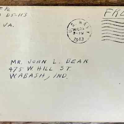 Letter - Robert Milner Bear to Mom, Mrs. John L. Bear (Postmarked Aug 25, 1943 | 3-PM)