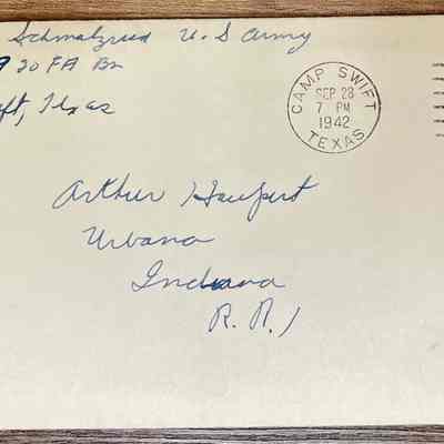 Letter - Pvt. John C. Schmalzried (35362335) to Arthur Haupert (Dep 27, 1942)