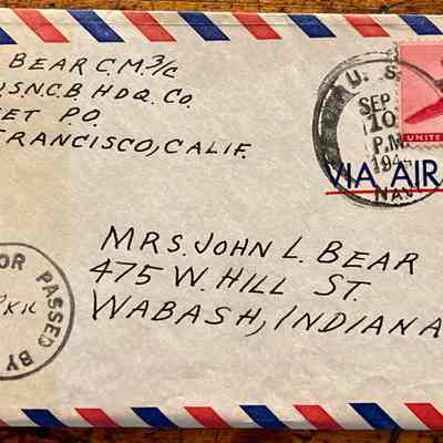 Letter - Robert Milner Bear to Mom, Mrs. John L. Bear (Postmarked Sep. 10, 1944)