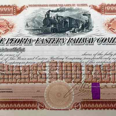 The Peoria and Eastern Railway Company - Stock Certificate