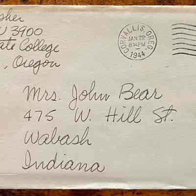 Letter - PFC R.F. Fisher to Mrs. John Bear (Postmarked Jan. 22, 1944 | 8:30PM)