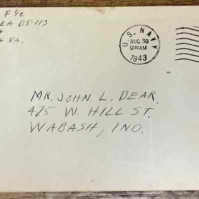Letter - Robert Milner Bear to dad, Mrs. John L. Bear (Postmarked Aug 30, 1943 | 9:30-AM)