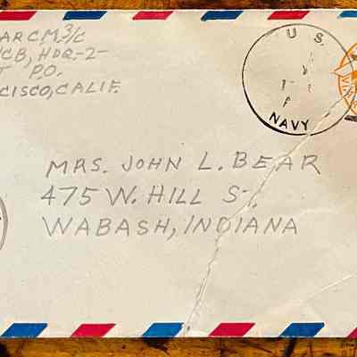 Letter - Robert Milner Bear to Mom, Mrs. John L. Bear (Postmarked "Unreadable)