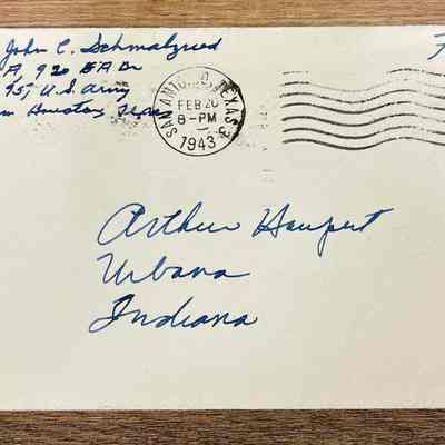 Letter - PFC. John C. Schmalzried to Arthur Haupert (Feb. 19, 1943)