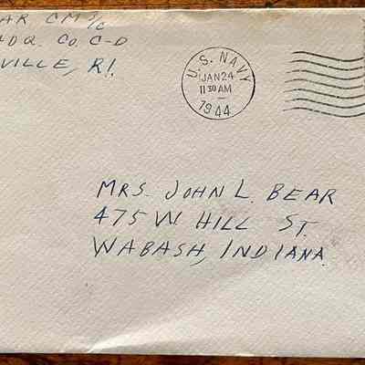 Letter - Robert Milner Bear to Mom, Mrs. John L. Bear (Postmarked Jan. 24, 1944 | 11:30AM)