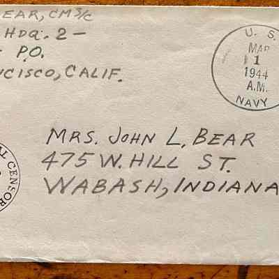 Letter - Robert Milner Bear to Mom, Mrs. John L. Bear (Postmarked Mar. 1, 1944)