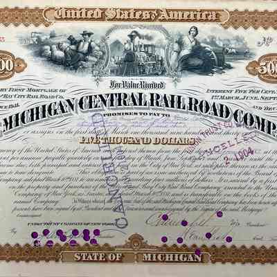 The Michigan Central Railroad Company - Stock Certificate