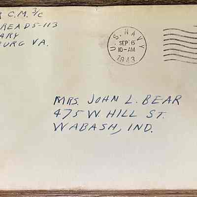 Letter - Robert Milner Bear to Mom, Mrs. John L. Bear (Sep 6, 1943 - Tuesday 3:35PM)