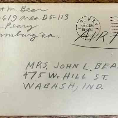 Letter - Robert Milner Bear to Mom, Mrs. John L. Bear (Postmarked Aug. 18, 1943 | 10:00AM)