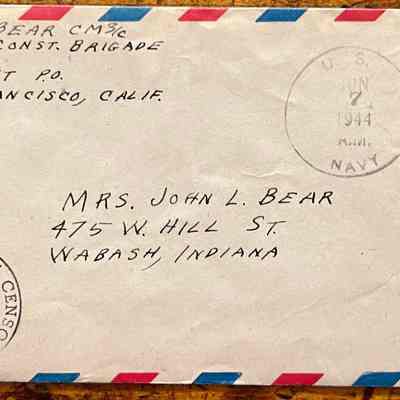 Letter - Robert Milner Bear to Mom, Mrs. John L. Bear (Postmarked Jun. 7, 1944)