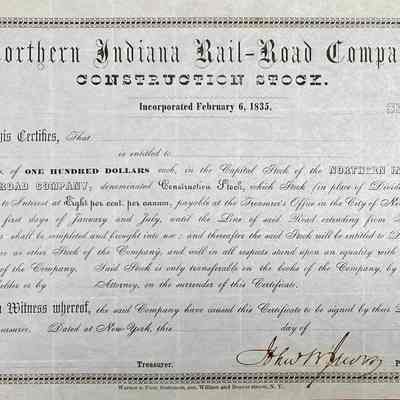 Northern Indiana Rail-Road Company - Construction Stock