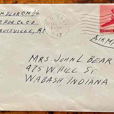 Letter - Robert Milner Bear to Mom, Mrs. John L. Bear (Postmarked Dec. 6, 1943 | 7-PM)