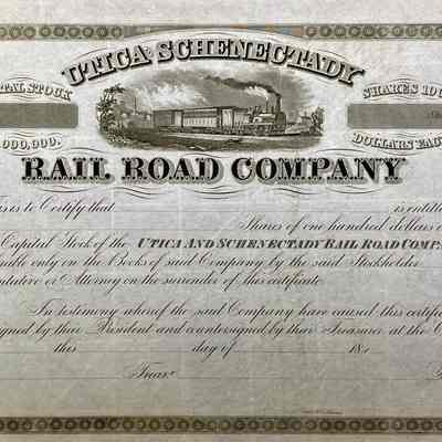 Utica Schenectady Rail Road Company - Stock Certificate