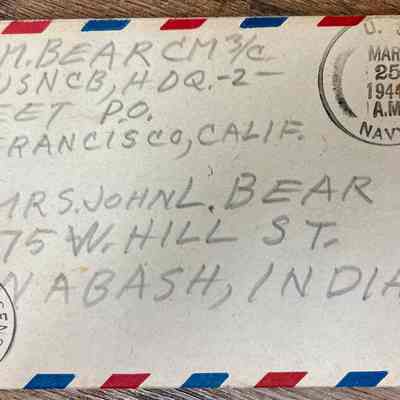 Letter - Robert Milner Bear to Mom, Mrs. John L. Bear (Postmarked Mar. 25, 1944)