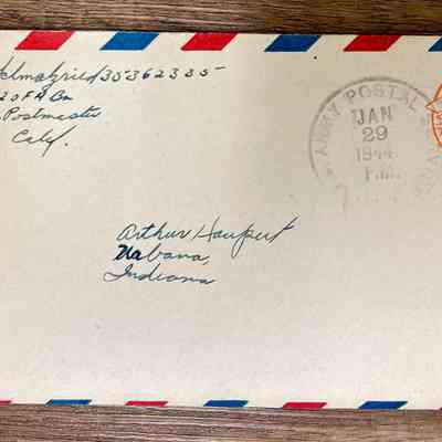 Letter - Pfc. John C, Schmalzried (35362335) to Arthur Haupert (Jan. 29, 1944)