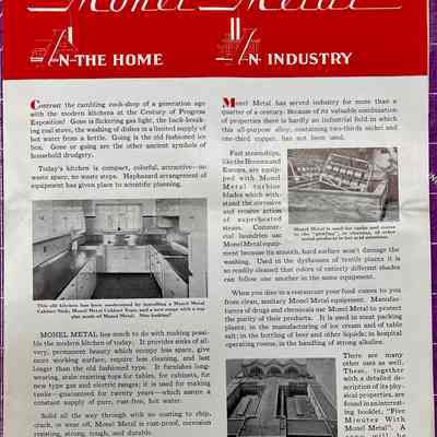Monel Metal Advertisement Booklet