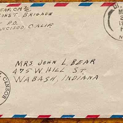 Envelope - Robert Milner Bear to Mom, Mrs. John L. Bear (Postmarked May 30, 1944)