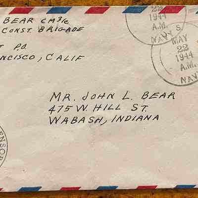 Letter - Robert Milner Bear to Dad, Mr. John L. Bear (Postmarked May. 22, 1944)