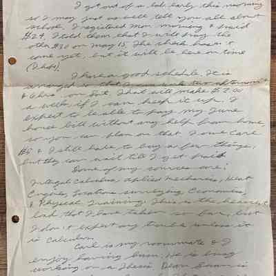 Letter - Robert Milner Bear to Mom, Mrs. John L. Bear (Date Unknown - Friday 9:45am)