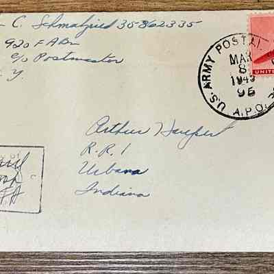 Letter - Pfc. John C, Schmalzried (35362335) to Arthur Haupert (Mar. 8, 1945)