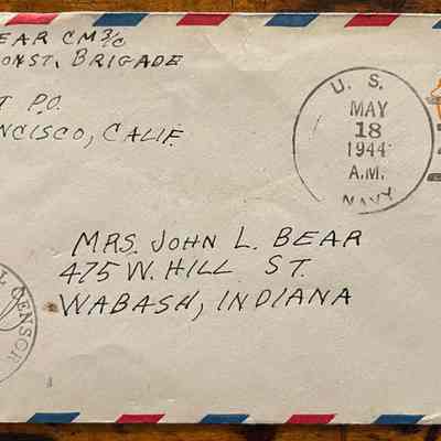 Letter - Robert Milner Bear to Mom, Mrs. John L. Bear (Postmarked May. 18, 1944)