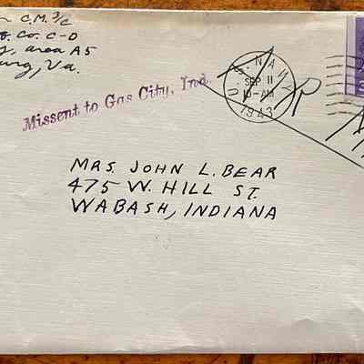 Letter - Robert Milner Bear to Mom, Mrs. John L. Bear (Postmarked Sep. 11, 1943 | 10:00AM)
