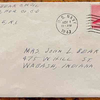 Letter - Robert Milner Bear to Mom, Mrs. John L. Bear (Postmarked Nov. 1, 1943 | 11:00AM)