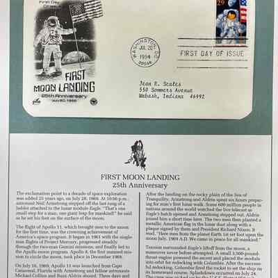 Cacheted First Day Cover - 25th Anniversary of the First Moon Landing (July 20, 1994)