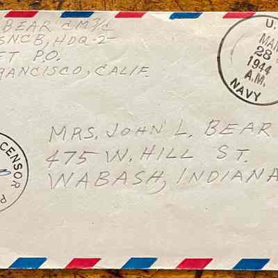 Letter - Robert Milner Bear to Mom, Mrs. John L. Bear (Postmarked Mar. 28, 1944)