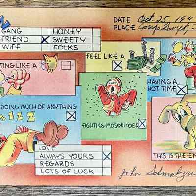 Postcard - John Schmalzried to Arthur Haupert (Oct. 26, 1942)
