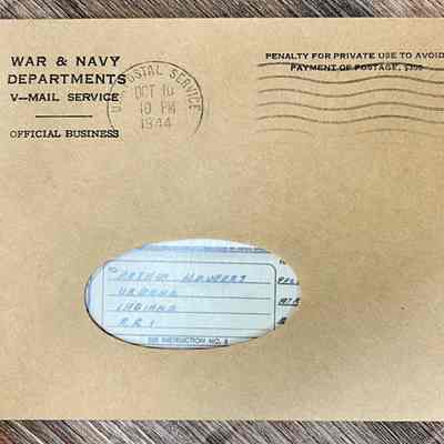 War & Navy Departments V-Mail Service Letter - Pvt. John S. Schmalzried to Arthur Haupert (Oct. 10, 1944)