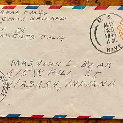 Envelope - Robert Milner Bear to Mom, Mrs. John L. Bear (Postmarked May. 26, 1944)