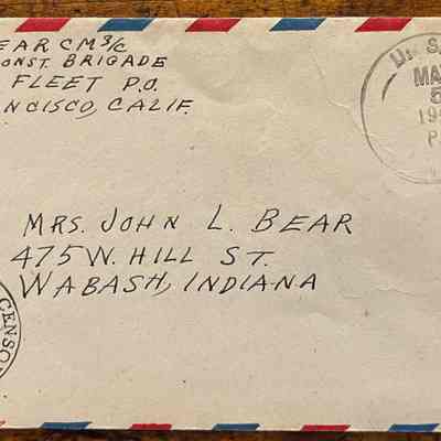 Letter - Robert Milner Bear to Mom, Mrs. John L. Bear (Postmarked May. 5, 1944)