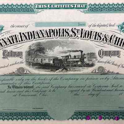 Cincinnati, Indianapolis, St. Louis & Chicago Railway Company - Stock Certificate