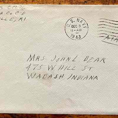 Letter - Robert Milner Bear to Mom, Mrs. John L. Bear (Postmarked Dec. 8, 1943 | 11-AM)