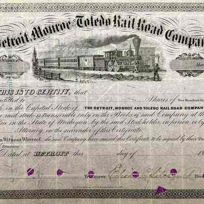 The Detroit Monroe and Toledo Rail Road Company - Stock Certificate