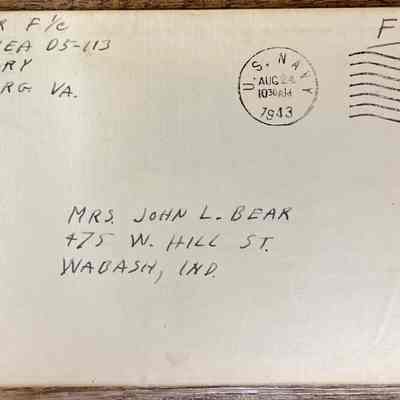 Letter - Robert Milner Bear to Mom, Mrs. John L. Bear (Postmarked Aug 24, 1943 | 10:30AM)