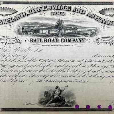 Cleveland Painesville and Ashtabula Railroad Company - Stock Certificate